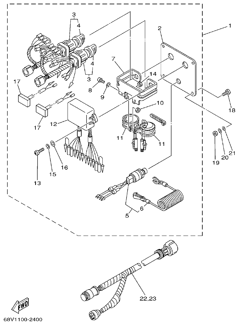 Yamaha F115AET, FL115AET, F115TRC, LF115TRC SWITCH. PANEL 1 parts diagram