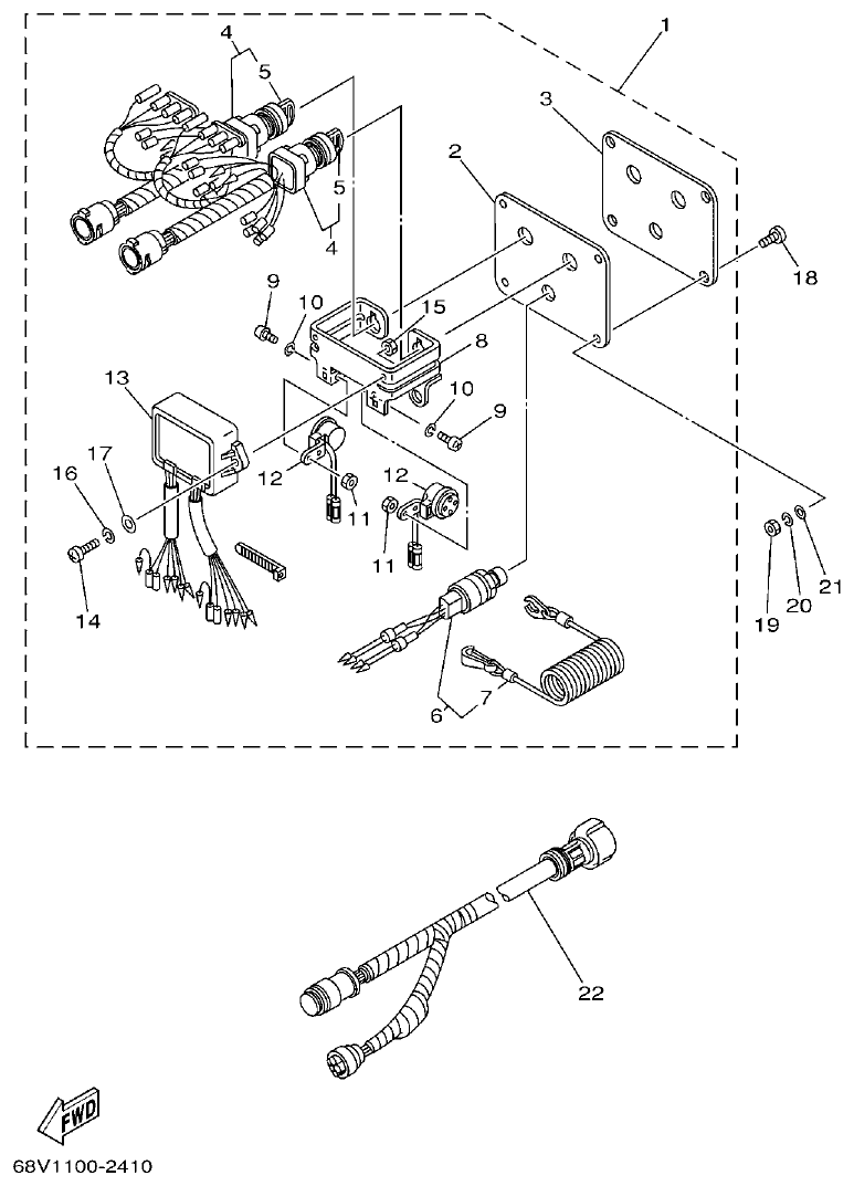 Yamaha F115AET, FL115AET, F115TRC, LF115TRC SWITCH. PANEL 2 parts diagram