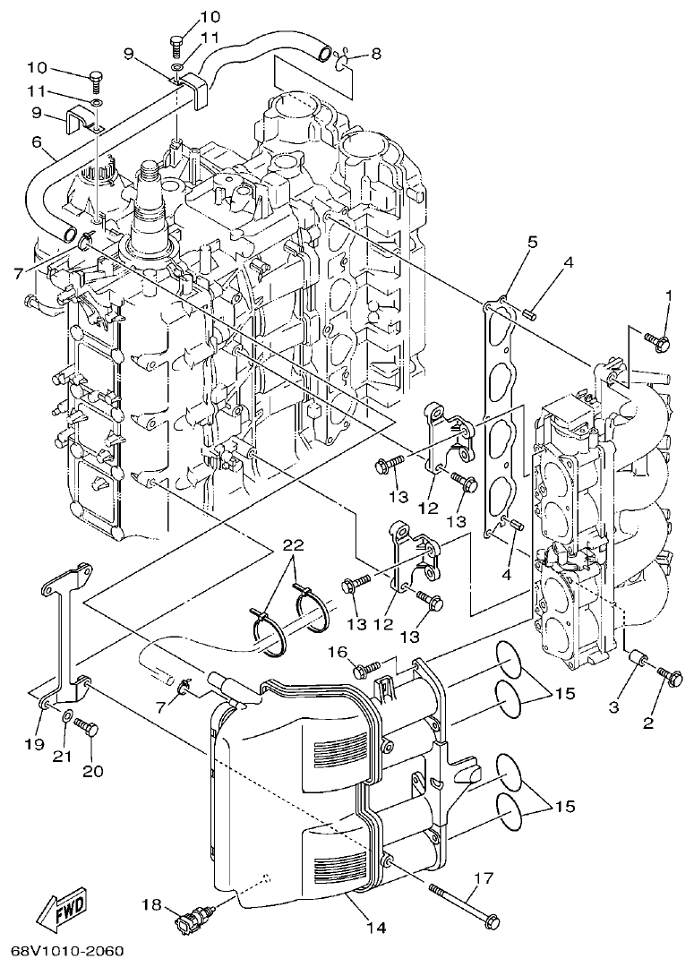 Yamaha F115AET, FL115AET, F115TRC, LF115TRC INTAKE 1 parts diagram