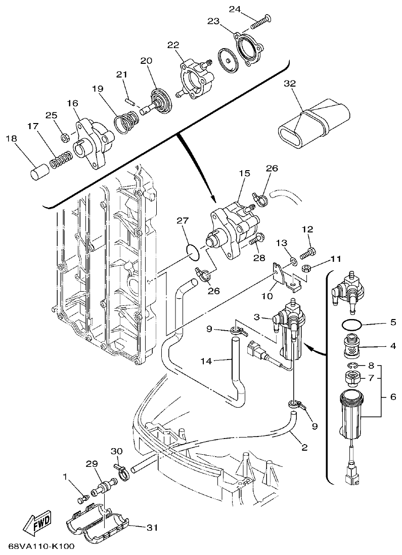 Yamaha 20 FUEL 1 parts diagram