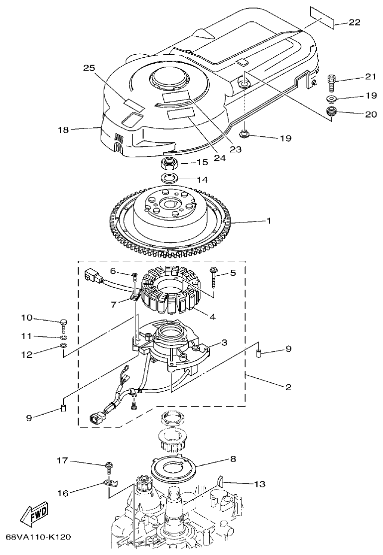Yamaha 20 GENERATOR parts diagram