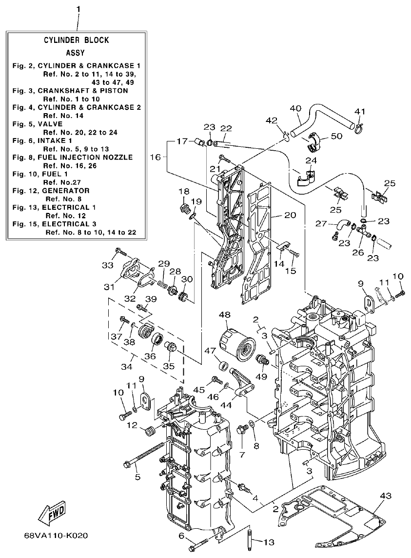 Yamaha 20 CYLINDER & CRANKCASE 1 parts diagram