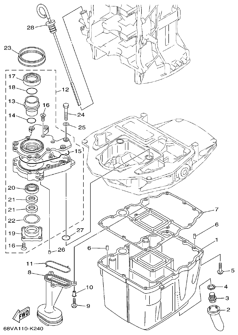 Yamaha 20 OIL PAN parts diagram