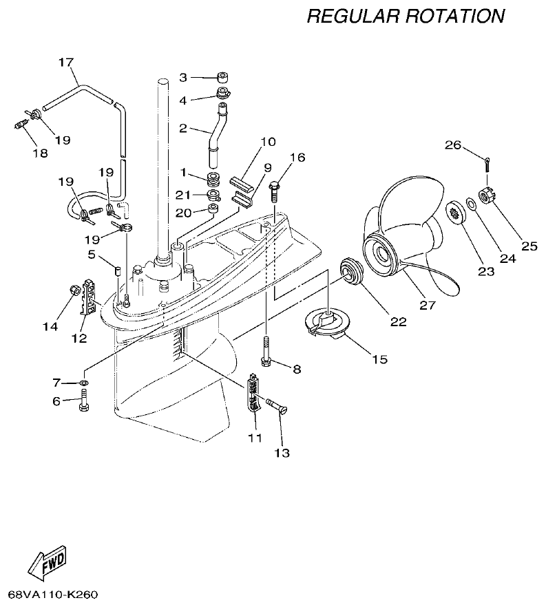 Yamaha 20 LOWER CASING & DRIVE 2 parts diagram