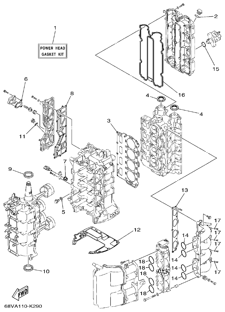 Yamaha 20 REPAIR KIT 1 parts diagram