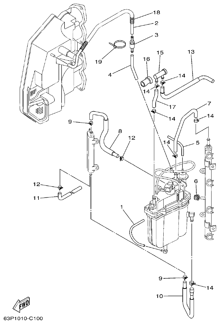 Yamaha F150AET, FL150AET, F150TRC, LF150TRC FUEL INJECTION PUMP 2 parts diagram