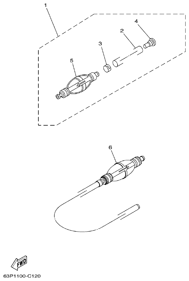 Yamaha F150AET, FL150AET, F150TRC, LF150TRC FUEL 2 parts diagram
