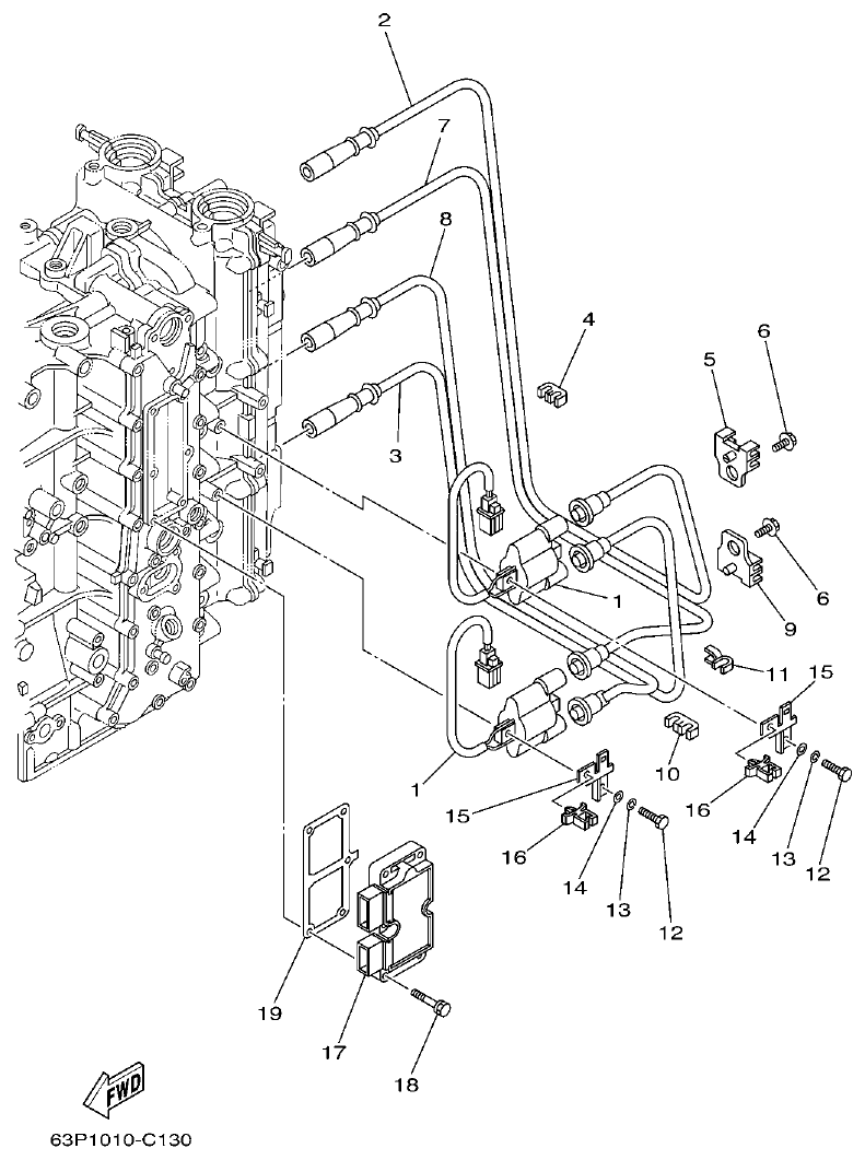 Yamaha F150AET, FL150AET, F150TRC, LF150TRC ELECTRICAL 1 parts diagram