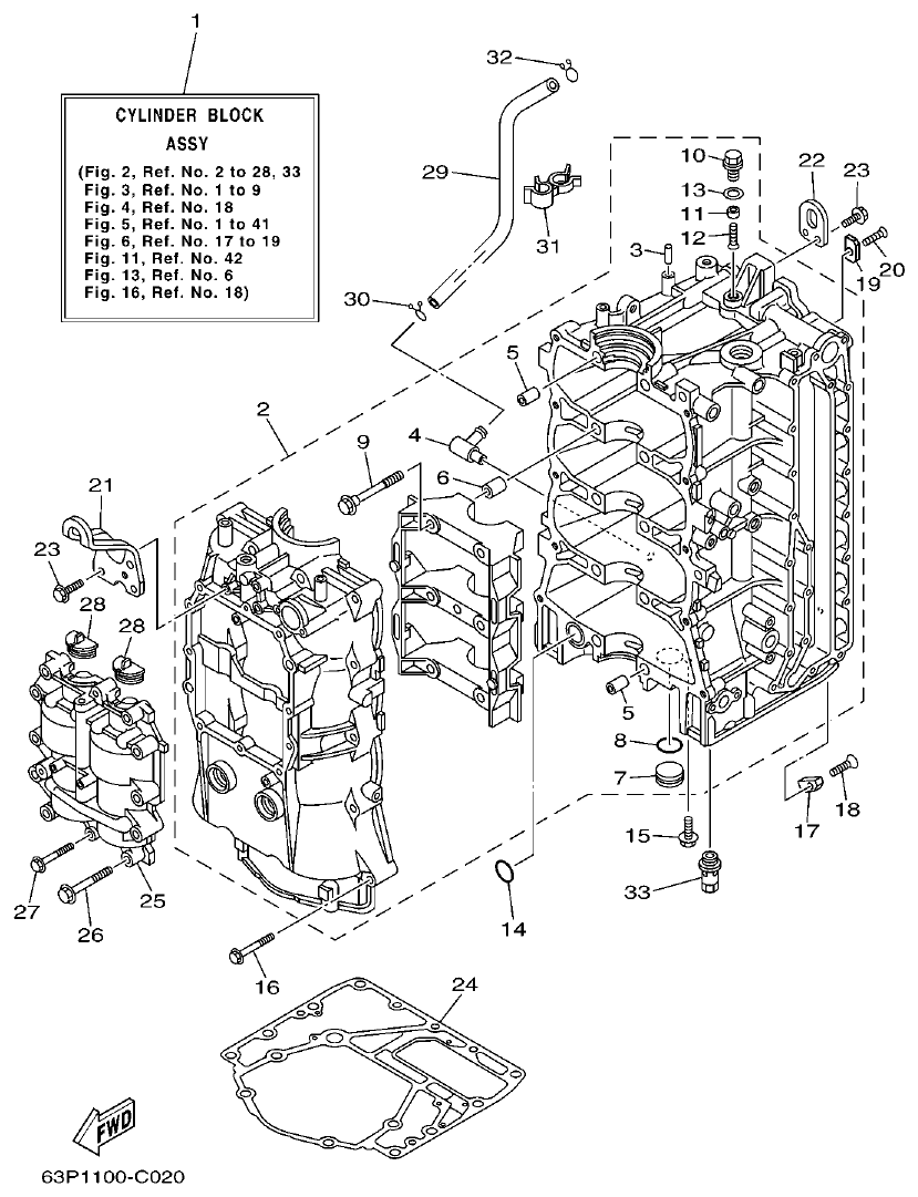 Yamaha F150AET, FL150AET, F150TRC, LF150TRC CYLINDER & CRANKCASE 1 parts diagram