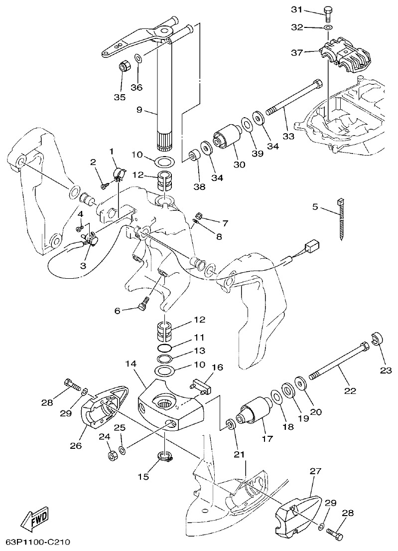 Yamaha F150AET, FL150AET, F150TRC, LF150TRC BRACKET 2 parts diagram