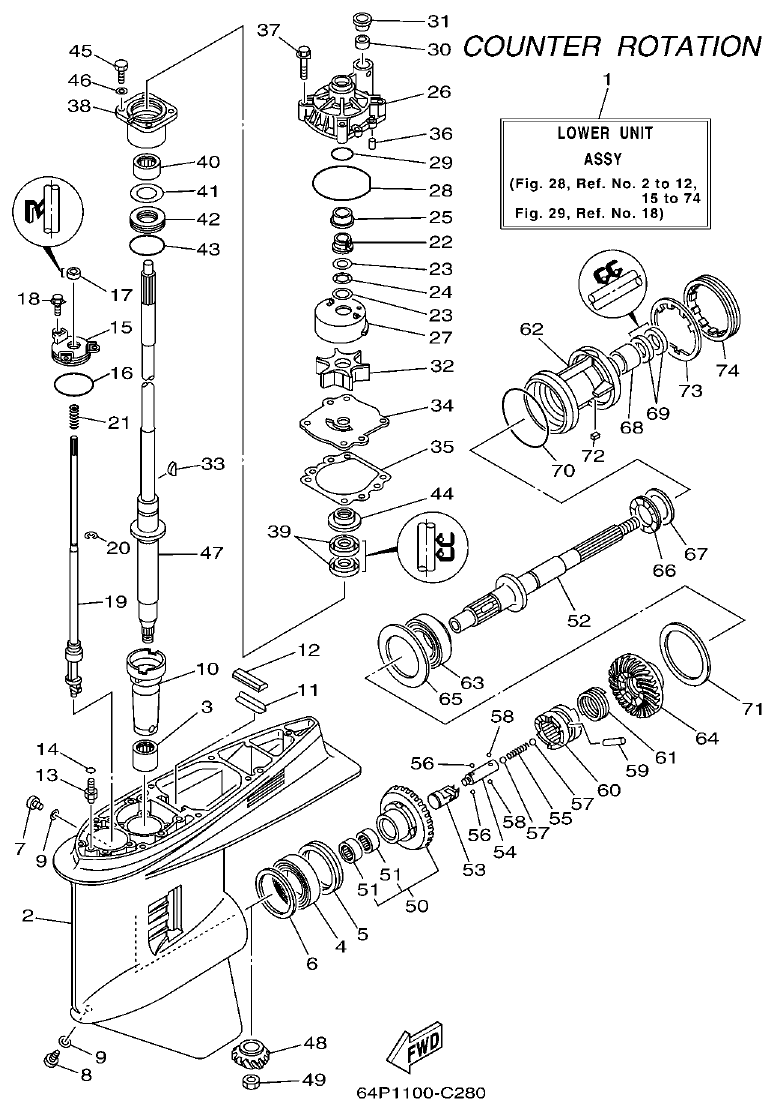 Yamaha F150AET, FL150AET, F150TRC, LF150TRC LOWER CASING & DRIVE 3 parts diagram