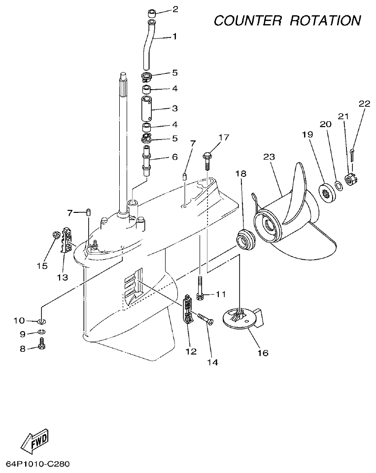 Yamaha F150AET, FL150AET, F150TRC, LF150TRC LOWER CASING & DRIVE 4 parts diagram