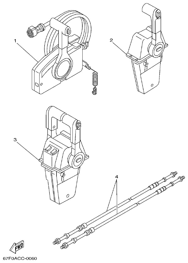 Yamaha F150AET, FL150AET, F150TRC, LF150TRC REMOTE CONTROL BOX parts diagram