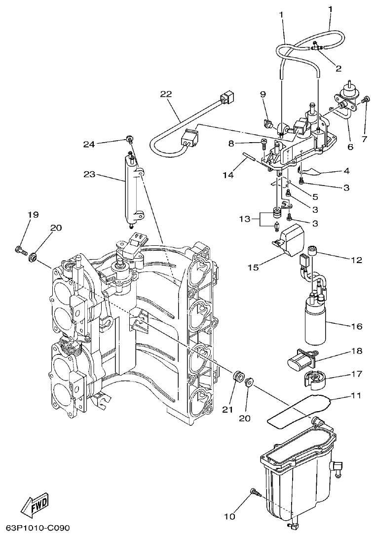 Yamaha F150AET, FL150AET, F150TRC, LF150TRC FUEL INJECTION PUMP 1 parts diagram