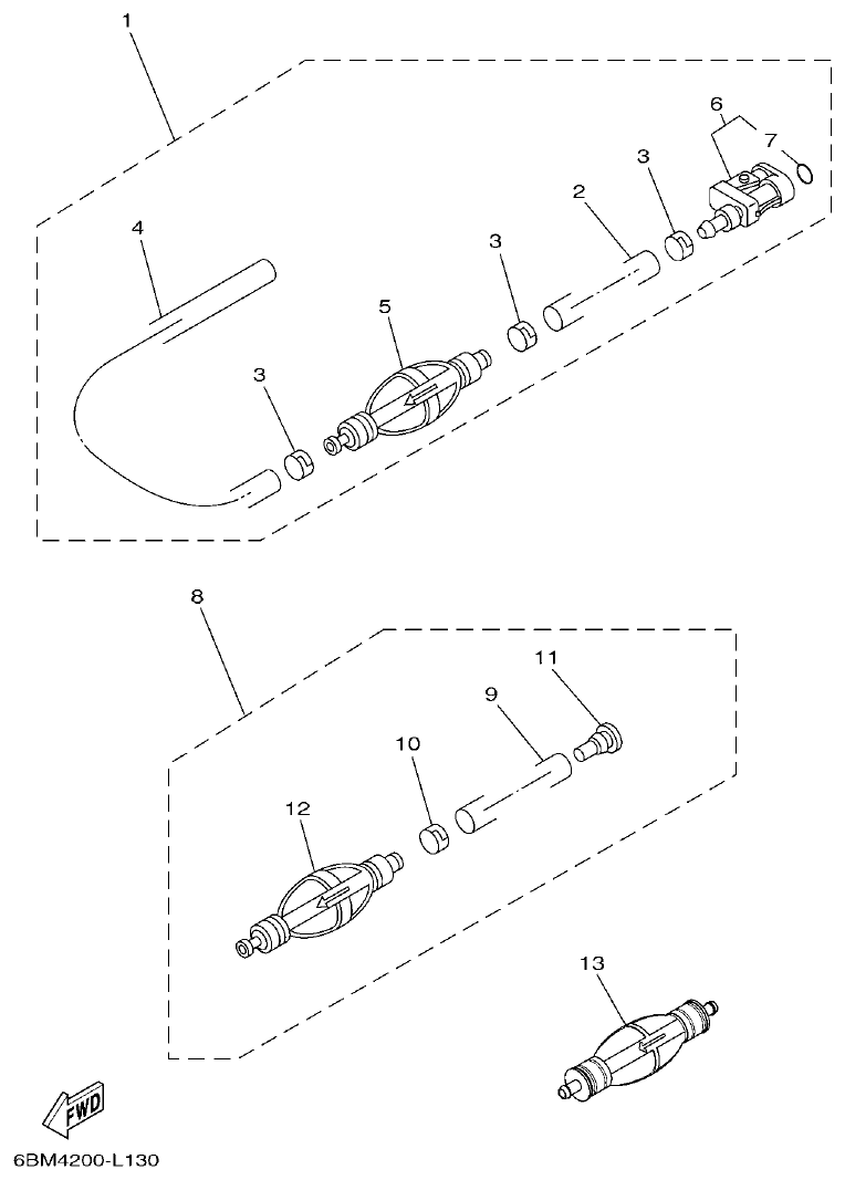 Yamaha F150FET, FL150FET FUEL 2 parts diagram