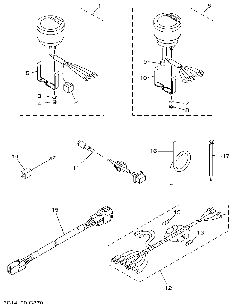 Yamaha F150FET, FL150FET METER 1 parts diagram