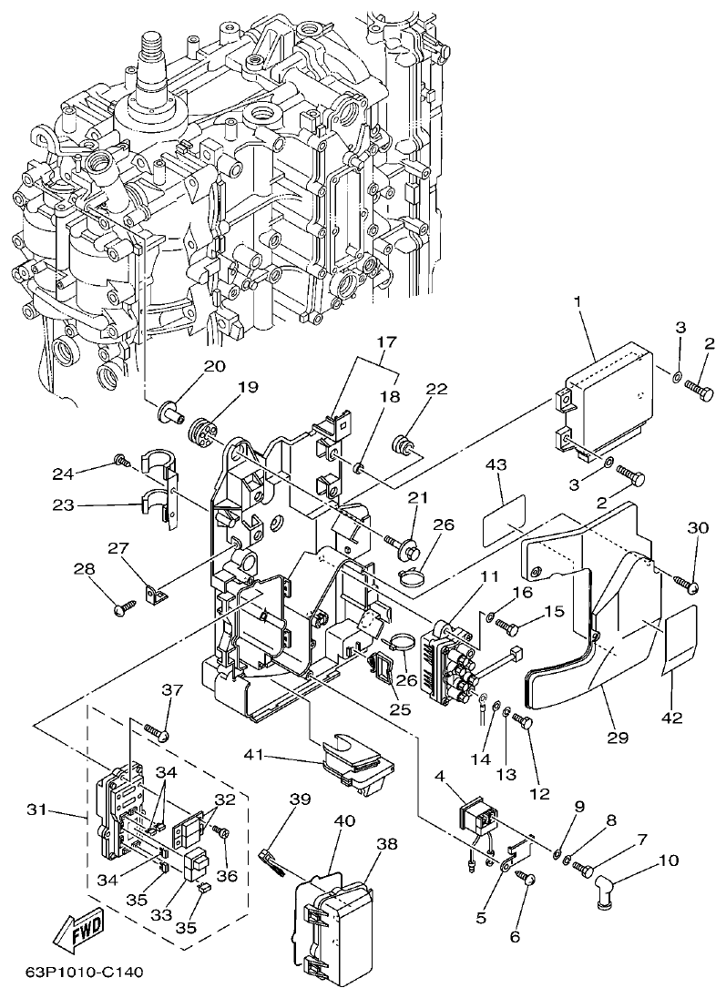 Yamaha F150AET, FL150AET, F150TR, LF150TR ELECTRICAL 2 parts diagram