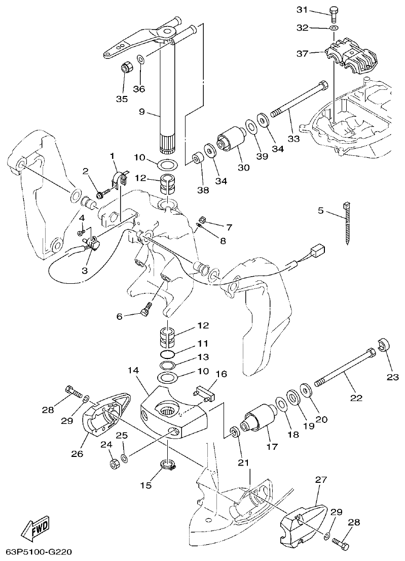 Yamaha F150AET, FL150AET, F150TR, LF150TR BRACKET 2 parts diagram