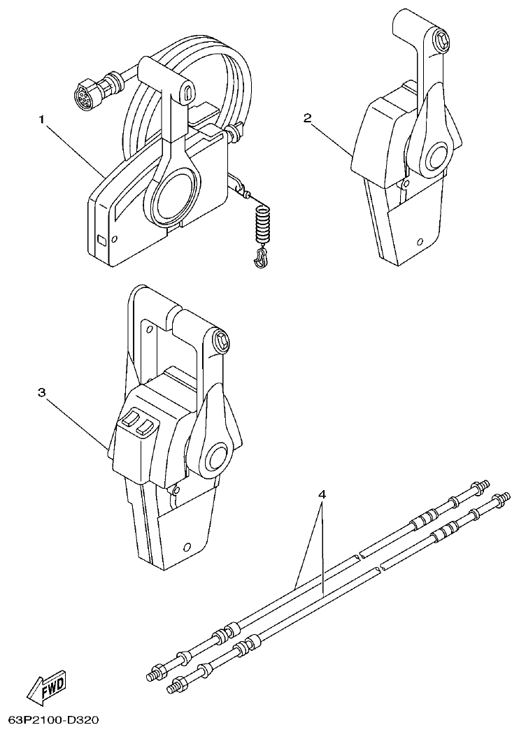 Yamaha F150AET, FL150AET, F150TR, LF150TR REMOTE CONTROL BOX parts diagram