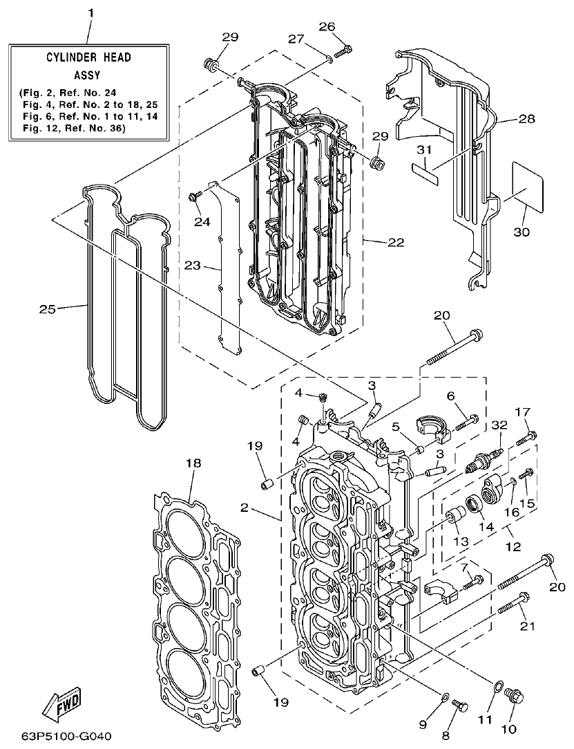 Yamaha F150AET, FL150AET, F150TR, LF150TR CYLINDER & CRANKCASE 2 parts diagram