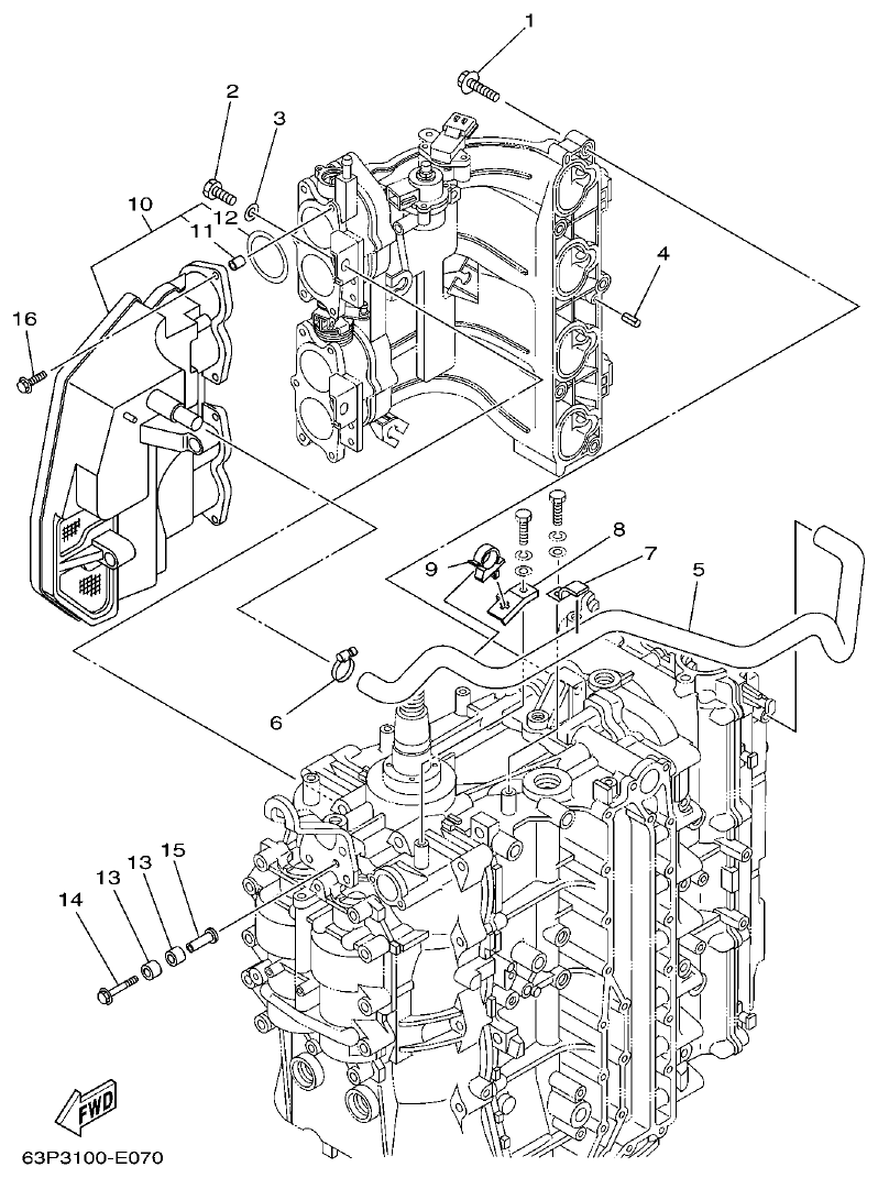 Yamaha F150AET, FL150AET, F150TR, LF150TR INTAKE 1 parts diagram