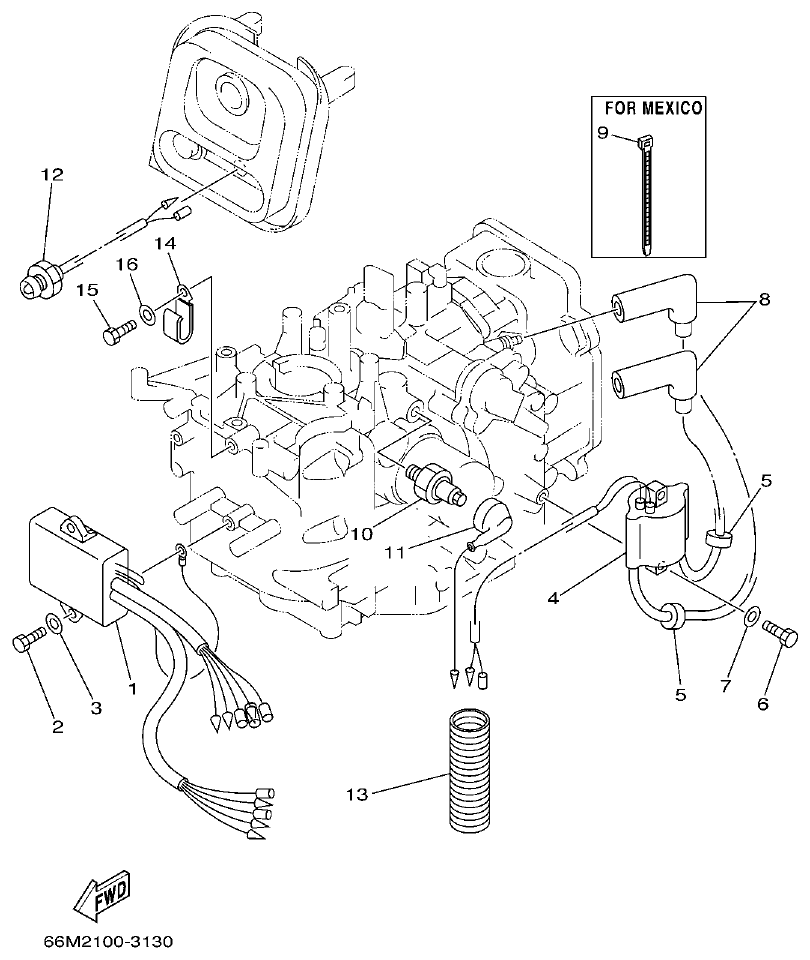 Yamaha F15A ELECTRICAL 1 parts diagram