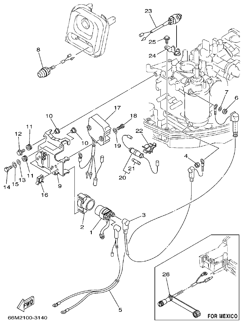 Yamaha F15A ELECTRICAL 2 parts diagram