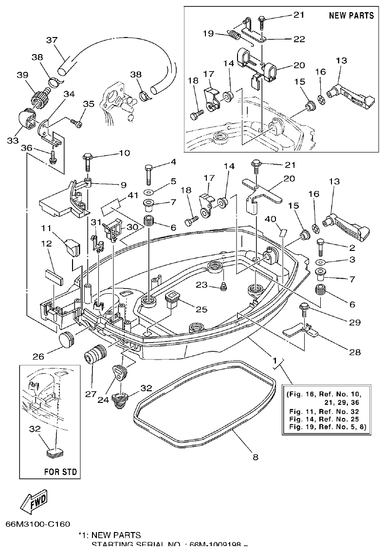 Yamaha F15A BOTTOM COWLING parts diagram
