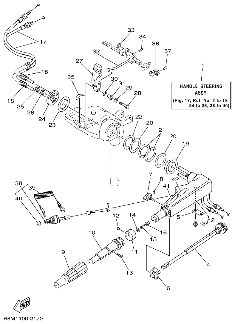 Yamaha F15A STEERING parts diagram