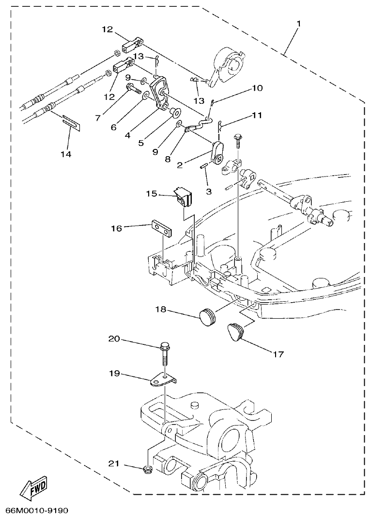 Yamaha F15A REMO CON ATTACHMENT parts diagram