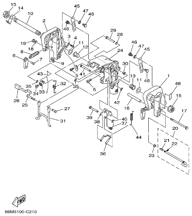 Yamaha F15A BRACKET 1 parts diagram