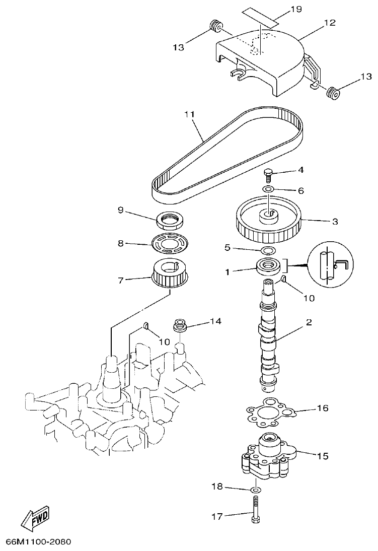 Yamaha F15A OIL PUMP parts diagram