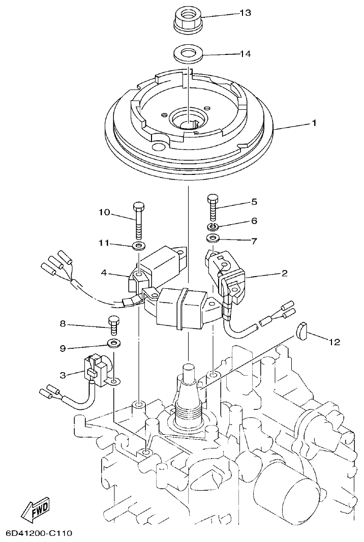 Yamaha F15B GENERATOR parts diagram