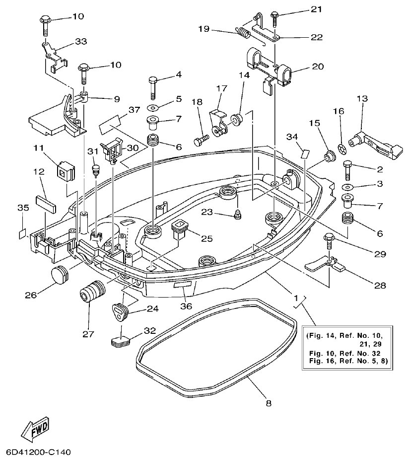 Yamaha F15B BOTTOM COWLING parts diagram
