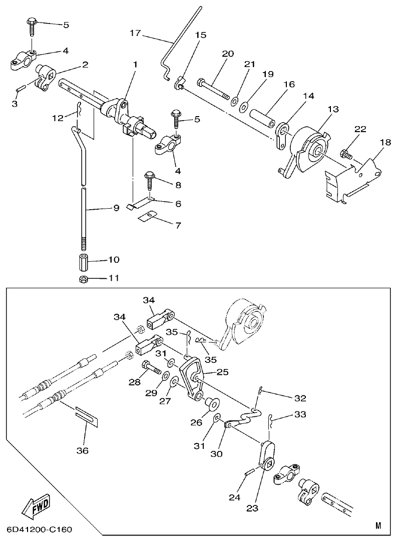 Yamaha F15B CONTROL parts diagram