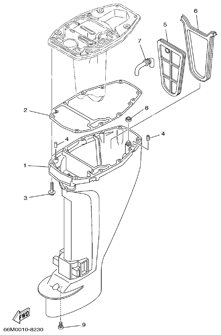 Yamaha F15B UPPER CASING parts diagram