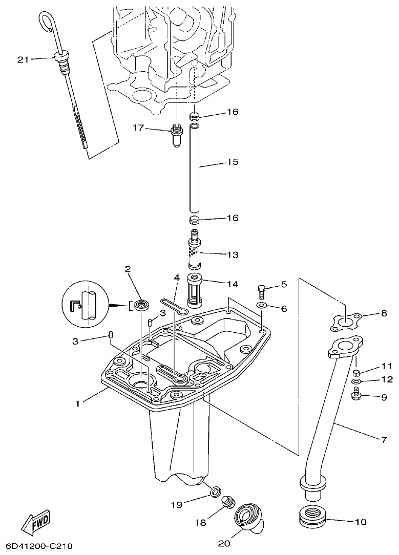 Yamaha F15B OIL PAN parts diagram