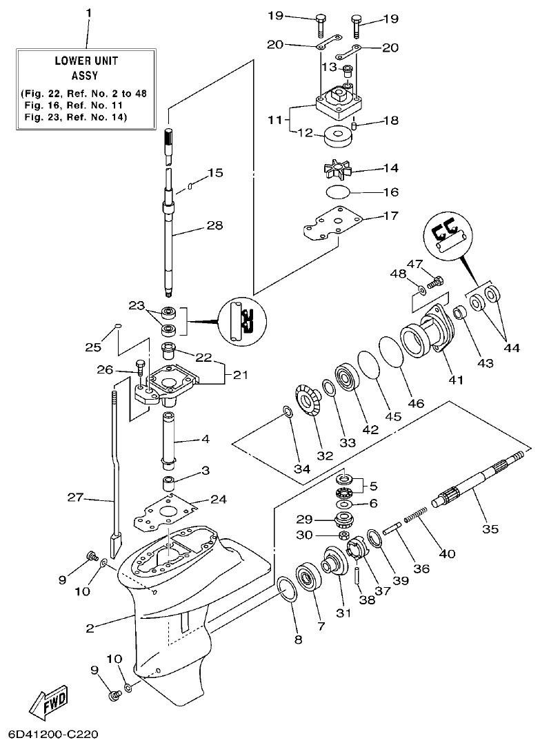 Yamaha F15B LOWER CASING & DRIVE 1 parts diagram