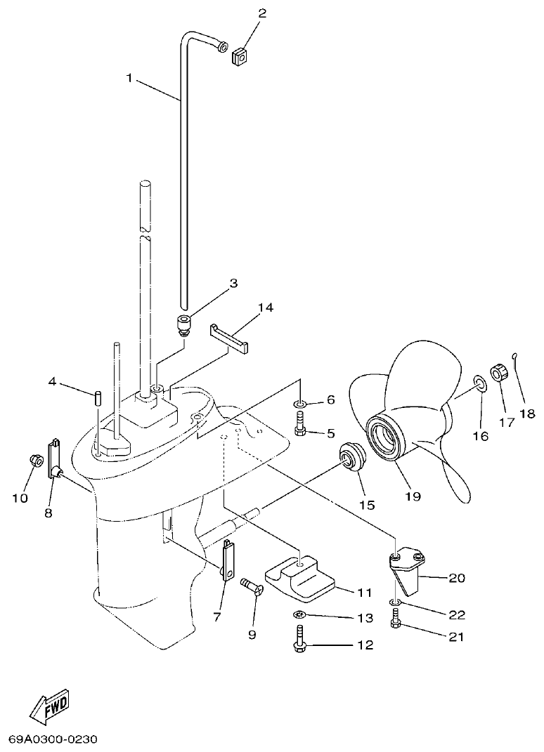 Yamaha F15B LOWER CASING & DRIVE 2 parts diagram