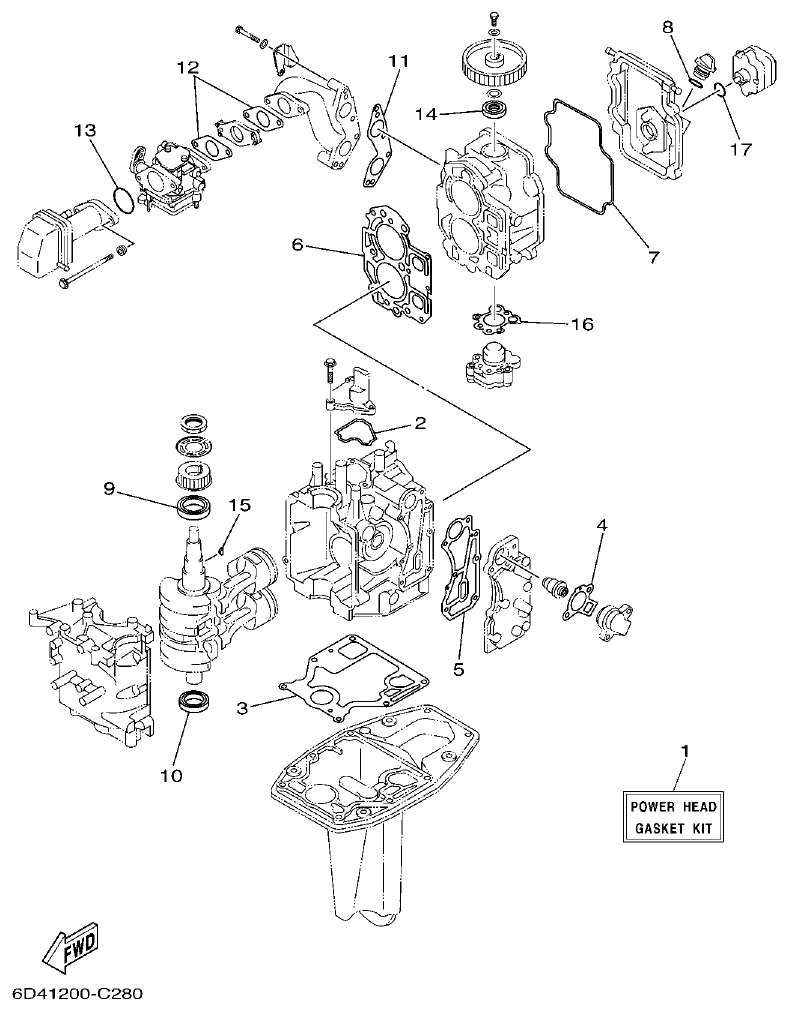 Yamaha F15B REPAIR KIT 1 parts diagram