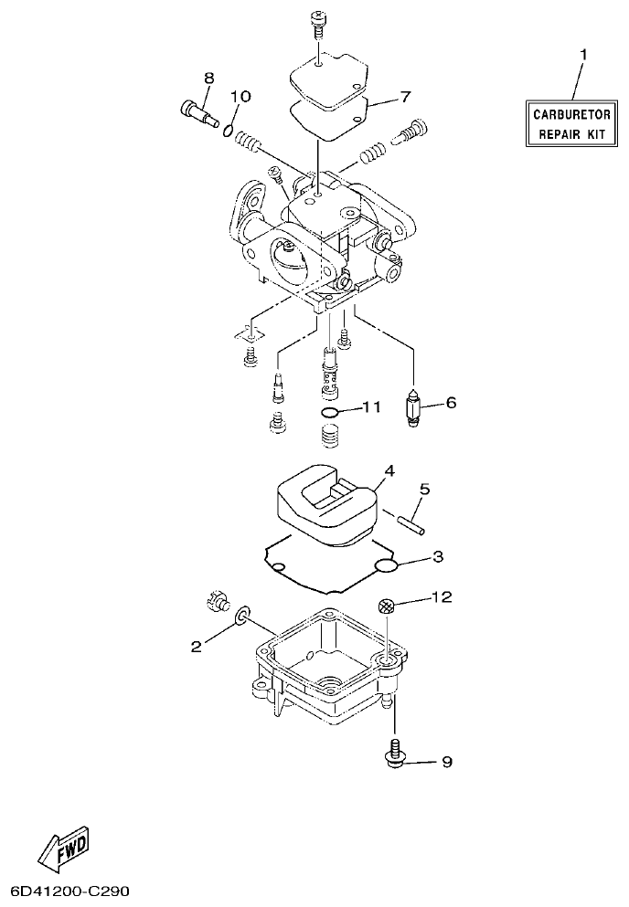 Yamaha F15B REPAIR KIT 2 parts diagram