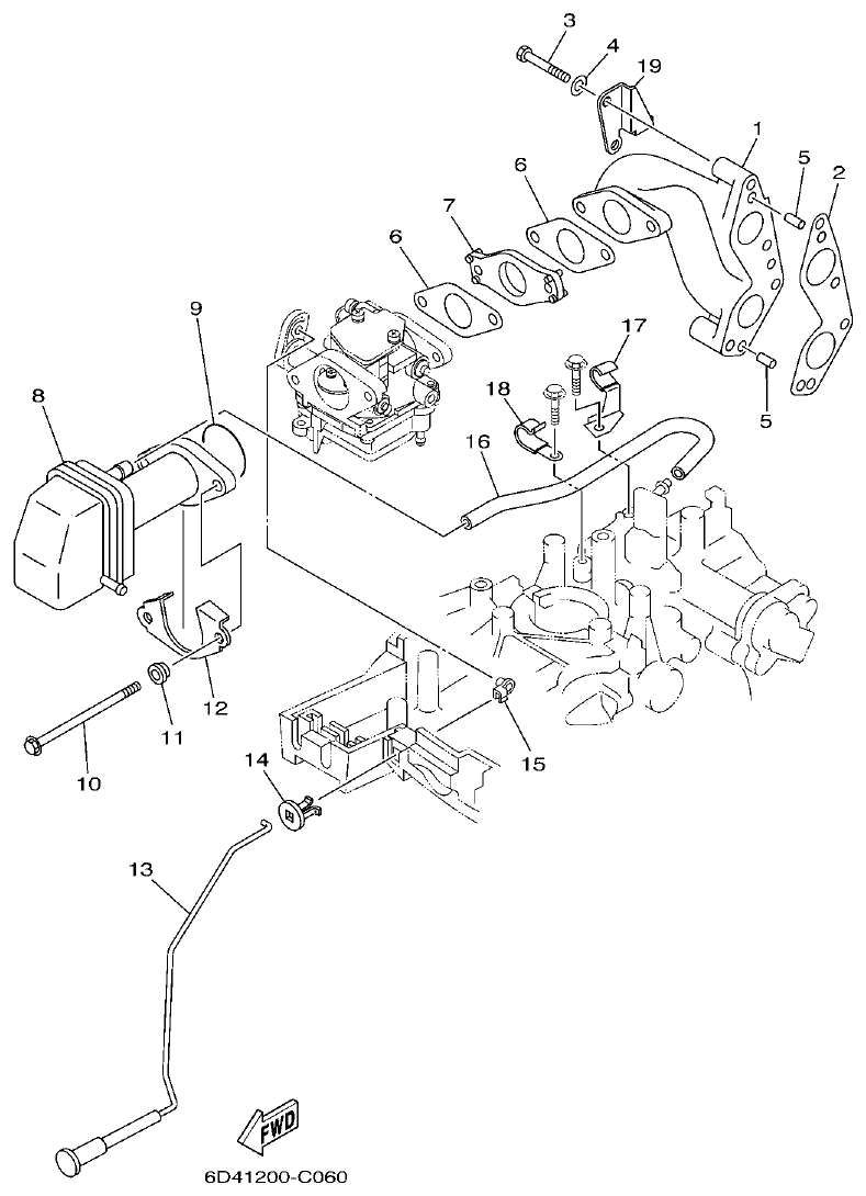 Yamaha F15B INTAKE parts diagram