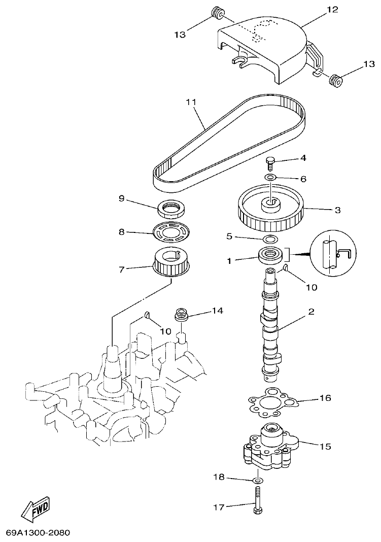 Yamaha F15B OIL PUMP parts diagram
