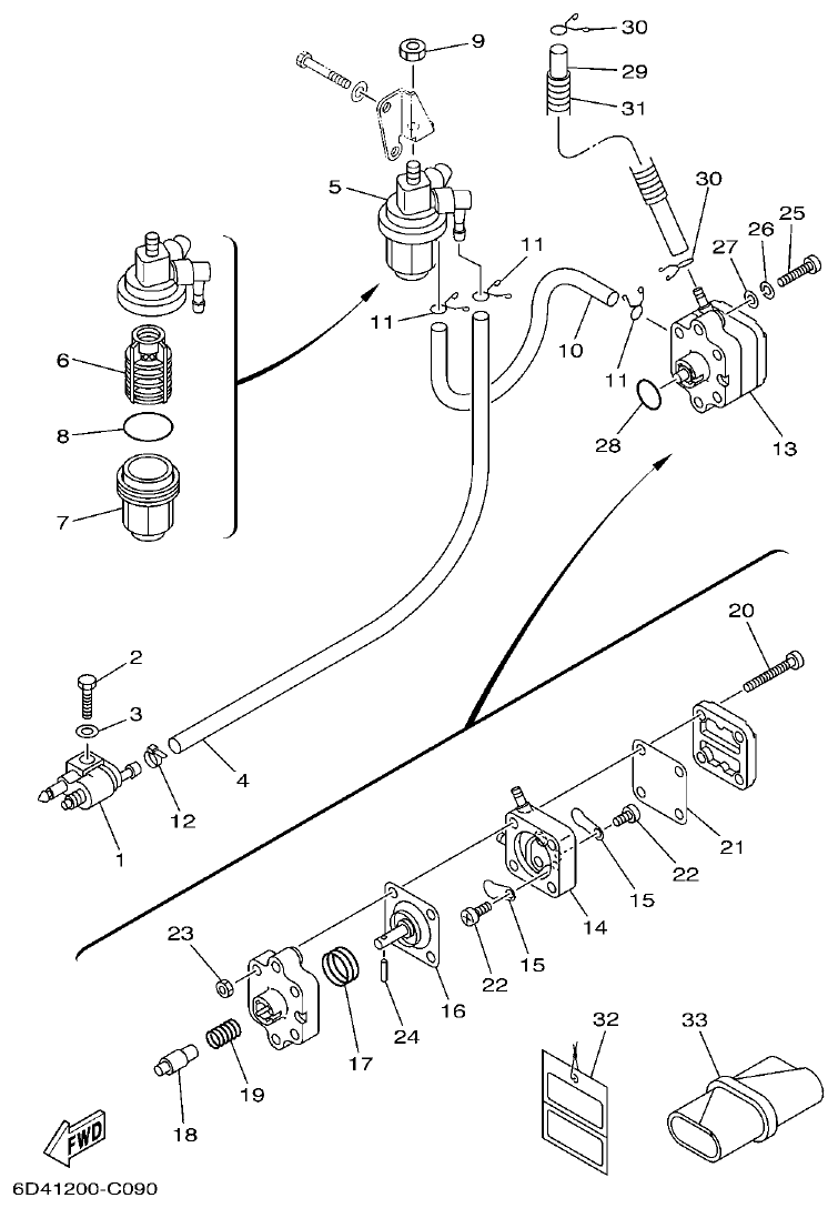 Yamaha F15B FUEL parts diagram