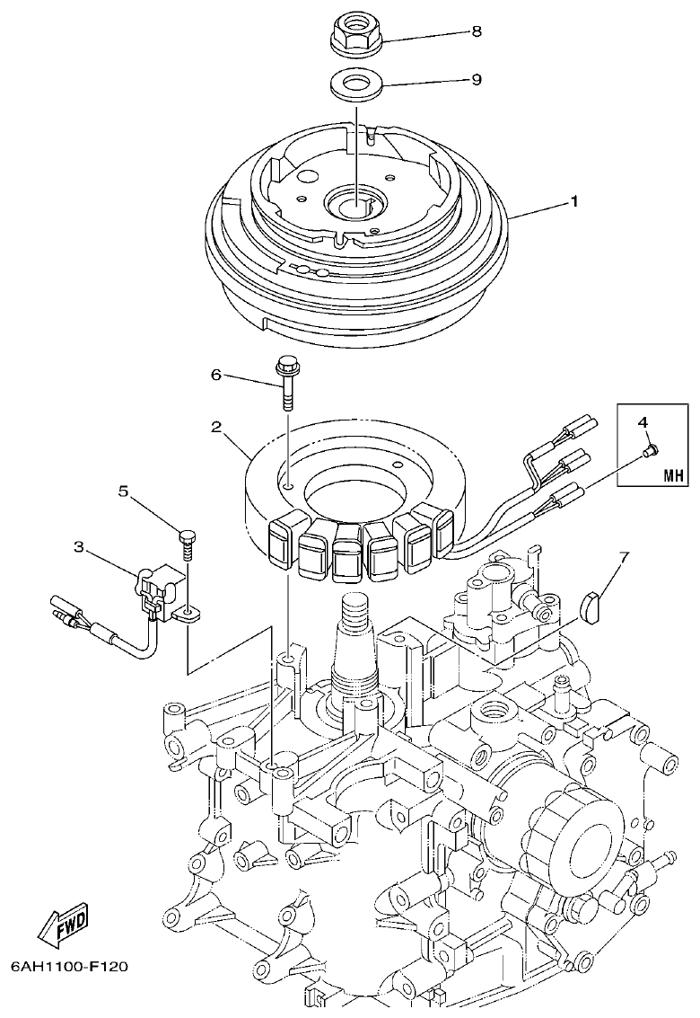 Yamaha F15C GENERATOR parts diagram