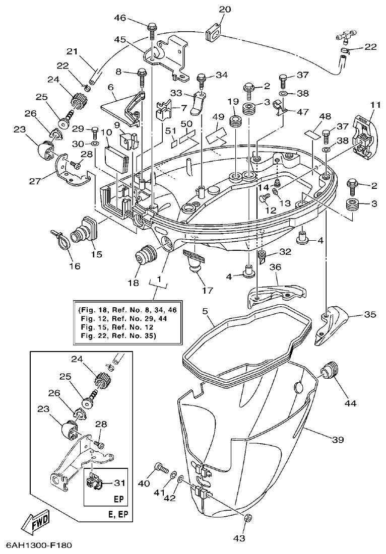 Yamaha F15C BOTTOM COWLING parts diagram