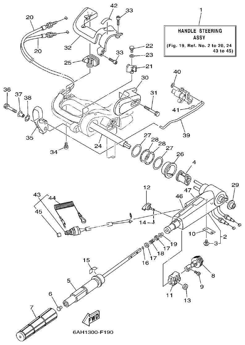 Yamaha F15C STEERING parts diagram