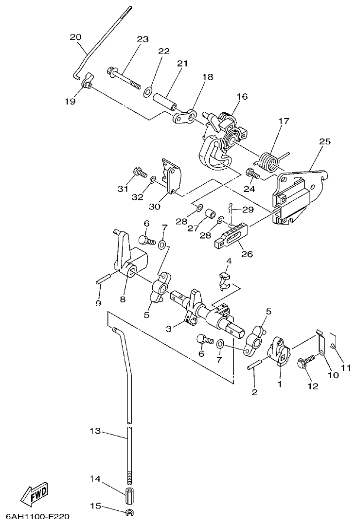 Yamaha F15C CONTROL 1 parts diagram