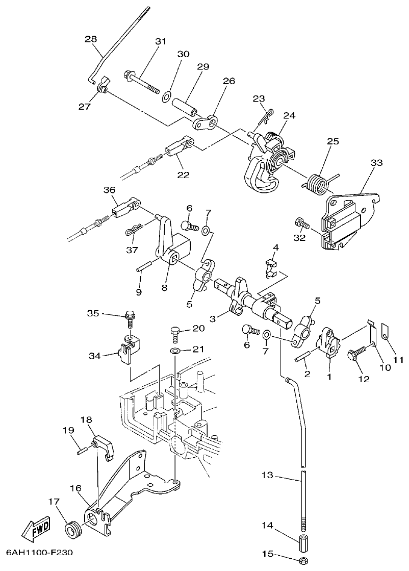 Yamaha F15C CONTROL 2 parts diagram