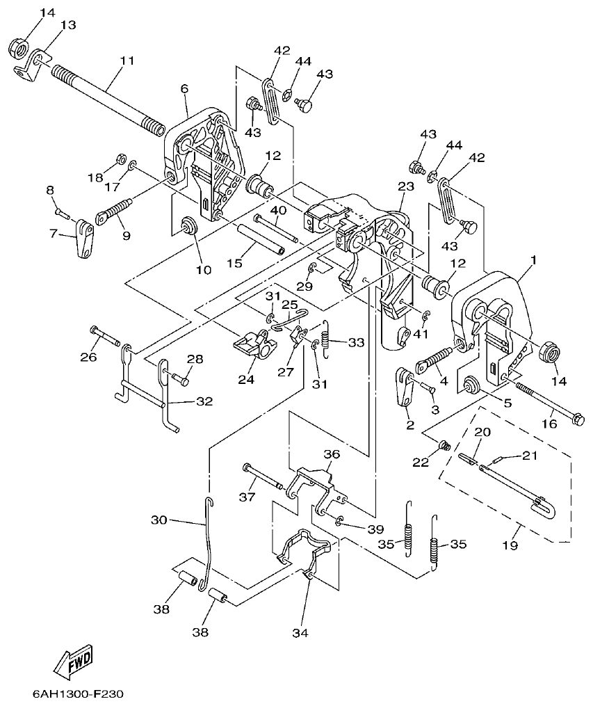 Yamaha F15C BRACKET 1 parts diagram